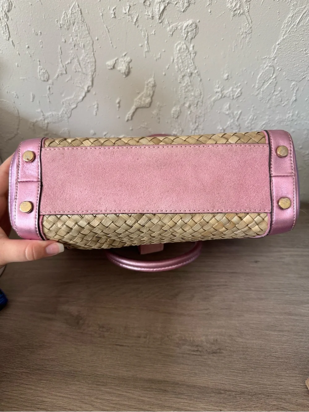 Coach Vintage 2004 Pink Straw Tote Bag - Style 4419